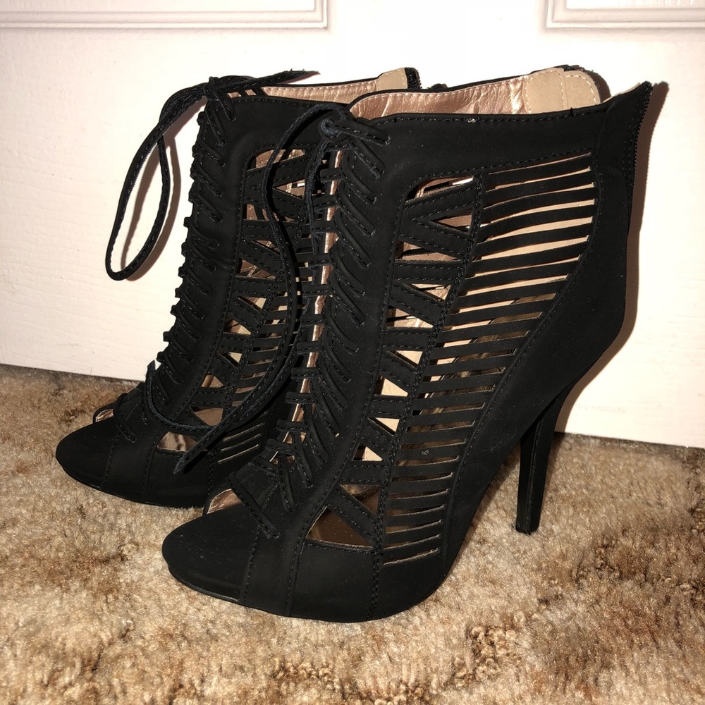 Platform Peep-toe Booties Heels ❤️